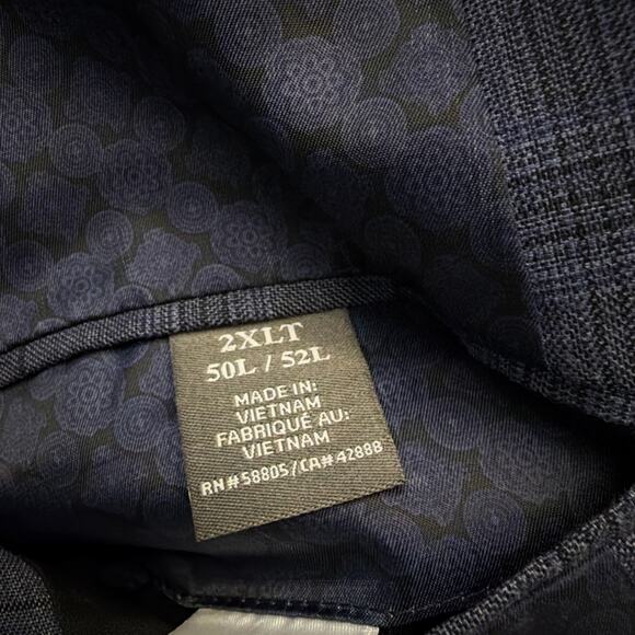 Oak Hill Blazer Mens 2XLT 50L 52L Blue Plaid Two Button - Picture 3 of 12